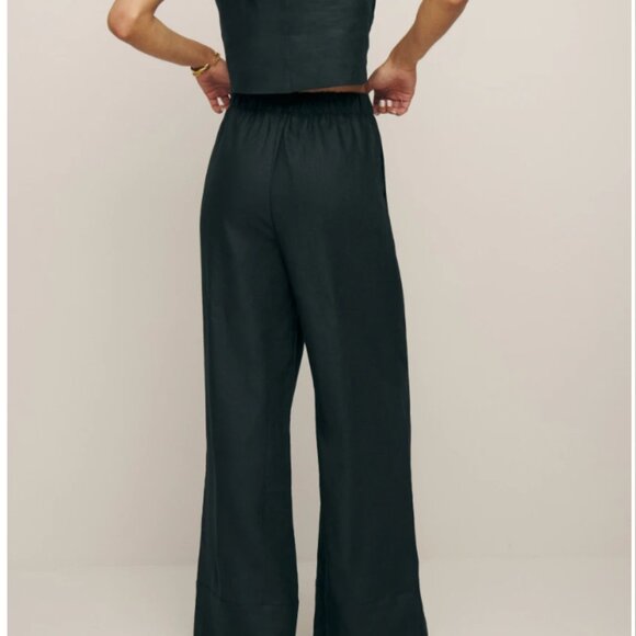 Reformation Black Fernando XS Wide-Leg Linen Pant - Picture 3 of 6